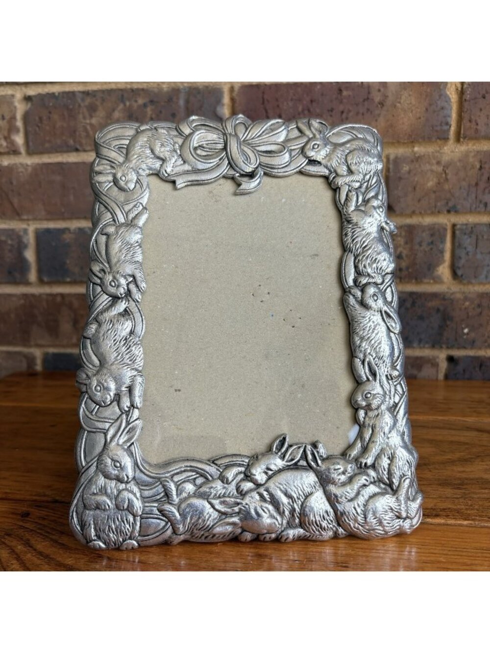 Vtg 1990 Arthur Court Aluminim Bunny Rabbit Frame Easter Decor for 5x7 Photo